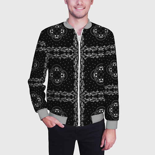 Мужской бомбер Трефовая масть узор / 3D-Меланж – фото 3