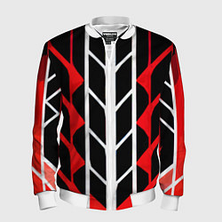 Бомбер мужской White and red lines on a black background, цвет: 3D-белый