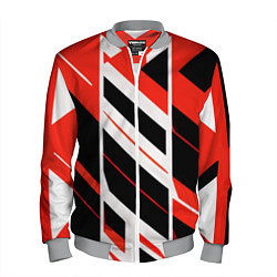 Бомбер мужской Black and red stripes on a white background, цвет: 3D-меланж