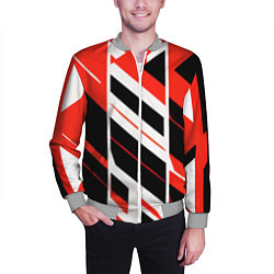 Бомбер мужской Black and red stripes on a white background, цвет: 3D-меланж — фото 2