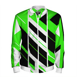 Мужской бомбер Black and green stripes on a white background