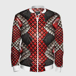 Мужской бомбер Змеиная объемная текстурная красная шкура