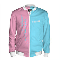 Бомбер мужской Summer-pink and blue, цвет: 3D-белый