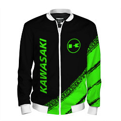 Бомбер мужской Kawasaki - logo, цвет: 3D-белый