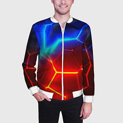Бомбер мужской Красные плиты с ярким светом, цвет: 3D-белый — фото 2