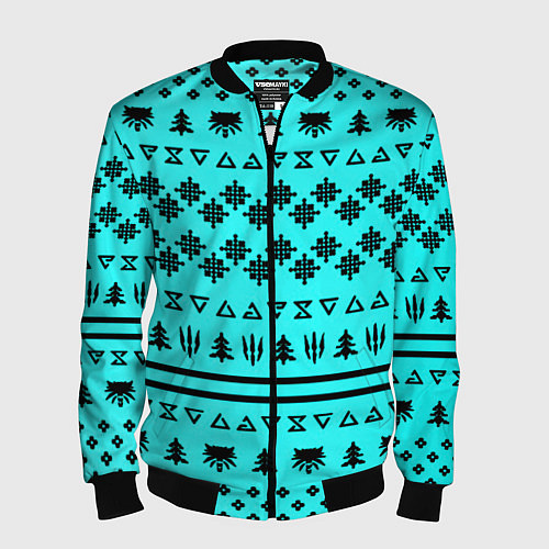 Мужской бомбер Ведьмак зимний паттерн / 3D-Черный – фото 1