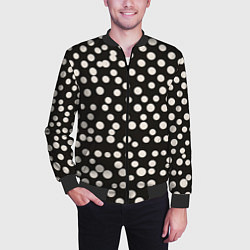 Бомбер мужской Черный фон с белыми кружками, цвет: 3D-черный — фото 2