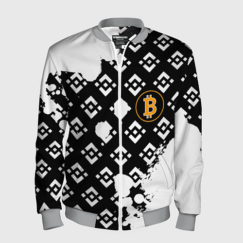 Мужской бомбер Bitcoin pattern binance / 3D-Меланж – фото 1
