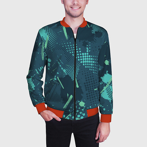 Мужской бомбер Яркий абстрактный узор для спорта / 3D-Красный – фото 3