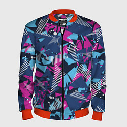 Бомбер мужской Яркий абстрактный узор для спорта, цвет: 3D-красный