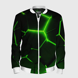 Мужской бомбер Темные зеленые неоновые плиты в разломе