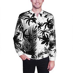 Бомбер мужской Чёрно белые пальмы, цвет: 3D-белый — фото 2