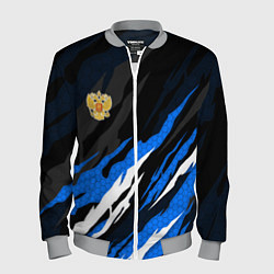 Мужской бомбер Герб России - blue sport