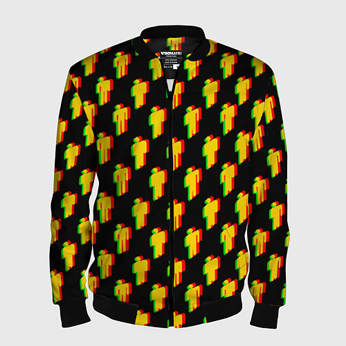 Мужской бомбер Billie Eilish glitch pattern / 3D-Черный – фото 1