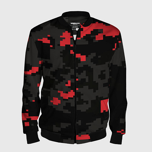 Мужской бомбер Камуфляжная текстура милитари / 3D-Черный – фото 1