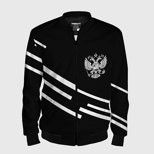 Мужской бомбер Россия геометрия спорт / 3D-Черный – фото 1