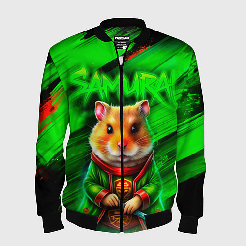 Мужской бомбер Хомячок самурай / 3D-Черный – фото 1