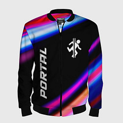 Бомбер мужской Portal fast light neon stripes, цвет: 3D-черный
