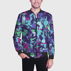 Бомбер мужской Абстрактный фон со спортивным узором, цвет: 3D-черный — фото 2