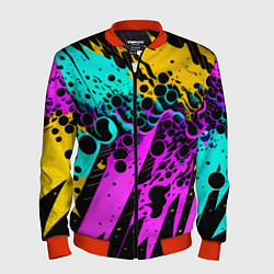 Бомбер мужской Разноцветная неоновая абстракция - нейроарт, цвет: 3D-красный
