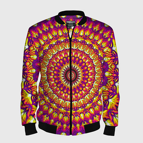 Мужской бомбер Мандала пурпурного пламени / 3D-Черный – фото 1