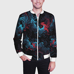 Бомбер мужской Цветные клубы дыма, цвет: 3D-белый — фото 2
