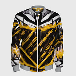 Бомбер мужской Yellow and white abstraction on a black background, цвет: 3D-меланж