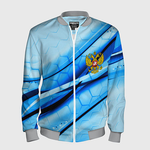Мужской бомбер Герб РФ соты текстура / 3D-Меланж – фото 1