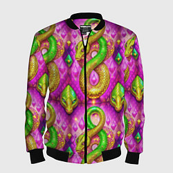Мужской бомбер Желто-зеленые змеи паттерн