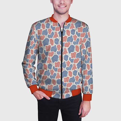 Мужской бомбер Абстрактный паттерн: пятна и плывущие формы / 3D-Красный – фото 3