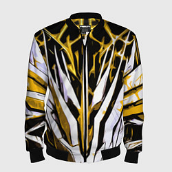Бомбер мужской Чёрный фон, жёлто-белая абстракция, цвет: 3D-черный
