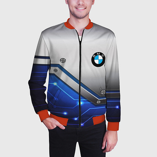 Мужской бомбер BMW geometry nano / 3D-Красный – фото 3