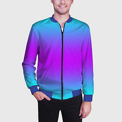 Бомбер мужской Градиент текстура неоновая, цвет: 3D-синий — фото 2