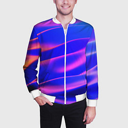 Бомбер мужской Неоновые волны градиент, цвет: 3D-белый — фото 2
