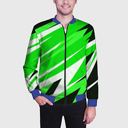Бомбер мужской Geometry stripes green, цвет: 3D-синий — фото 2