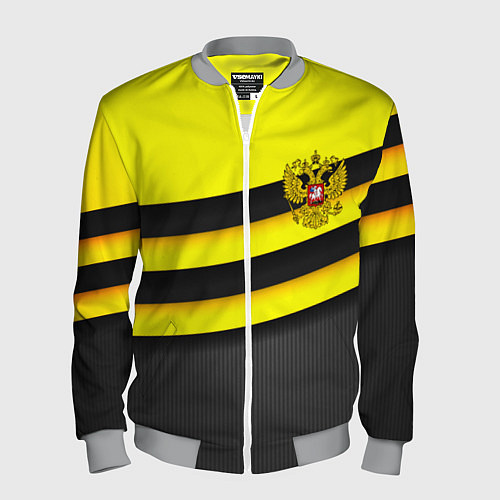 Мужской бомбер Герб РФ геометрия линии / 3D-Меланж – фото 1