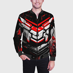 Бомбер мужской Красно-белая агрессивная абстракция на чёрном фоне, цвет: 3D-черный — фото 2