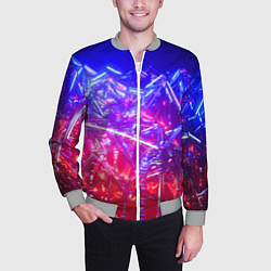 Бомбер мужской Неоновая геометрическая абстракция, цвет: 3D-меланж — фото 2