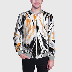 Бомбер мужской Чёрно-жёлтая абстракция на белом фоне, цвет: 3D-меланж — фото 2