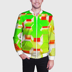 Бомбер мужской Кислотные соты, цвет: 3D-белый — фото 2