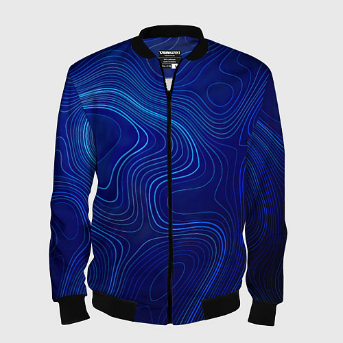 Мужской бомбер Синяя топография / 3D-Черный – фото 1