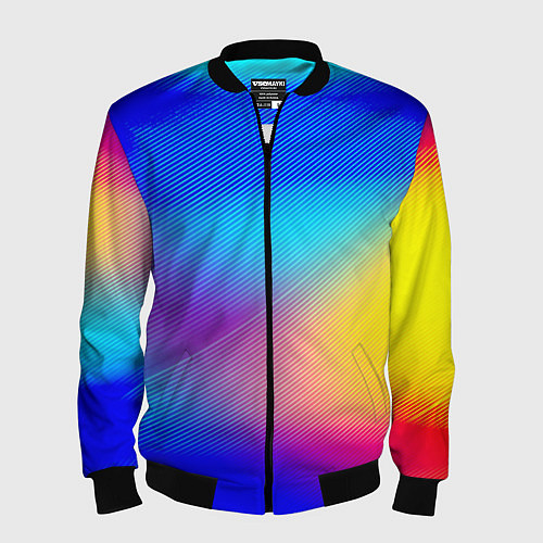 Мужской бомбер Линии геометрии градиент / 3D-Черный – фото 1