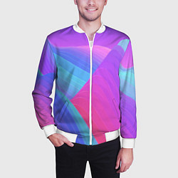 Бомбер мужской Неоновая геометрия полосы, цвет: 3D-белый — фото 2