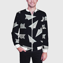 Бомбер мужской Белый бумажный самолётик - Телеграм, цвет: 3D-белый — фото 2