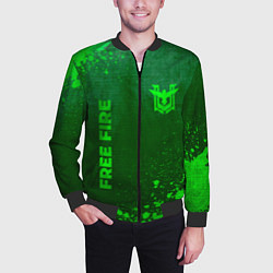 Бомбер мужской Free Fire - green gradient вертикально, цвет: 3D-черный — фото 2