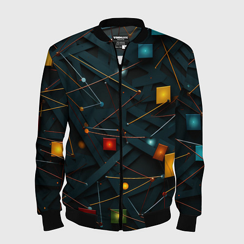 Мужской бомбер Геометрическая абстракция / 3D-Черный – фото 1