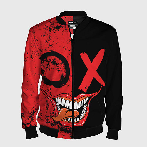 Мужской бомбер Злобный смайлик с языком / 3D-Черный – фото 1