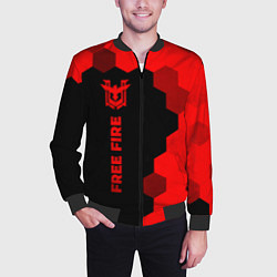 Бомбер мужской Free Fire - red gradient по-вертикали, цвет: 3D-черный — фото 2