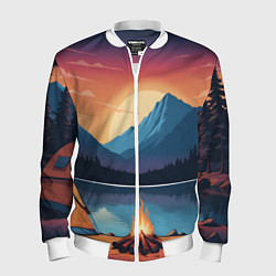 Мужской бомбер В лесу с палаткой