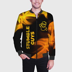 Бомбер мужской Stumble Guys - gold gradient вертикально, цвет: 3D-черный — фото 2
